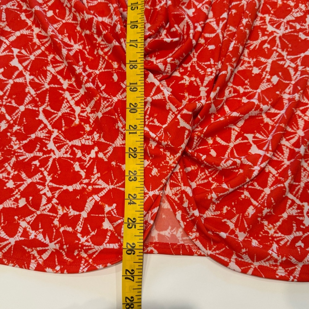 NWT CHAUS New York Women's Orange Leaf Print Faux Wrap Sleeveless Top Size L - Picture 9 of 10